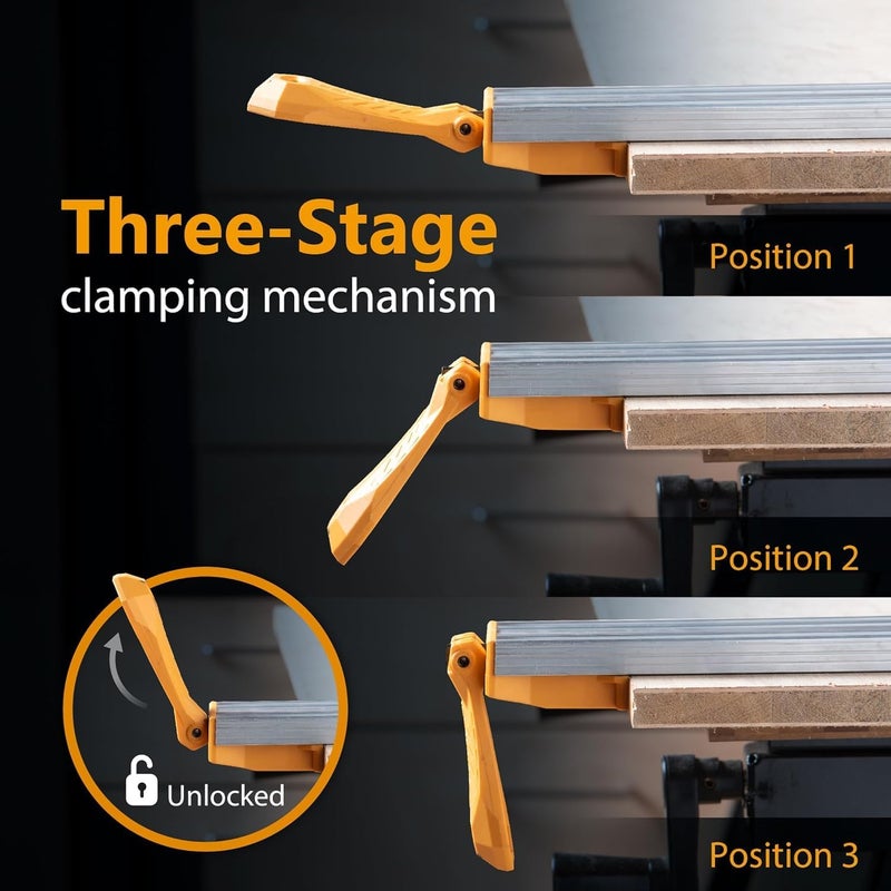 POWERTEC 72007 50 Inch Circular Saw Guide for Circular Saw, Router & Jig Saw, Straight Edge Clamp with 2 Pack 5-1/2" L x 1-1/8" W T-Track Hold Down Clamp for Woodworking - Image 2